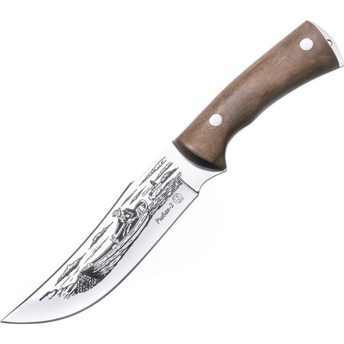 Нож КИЗЛЯР РЫБАК-2 серый, рукоять дерево 05021